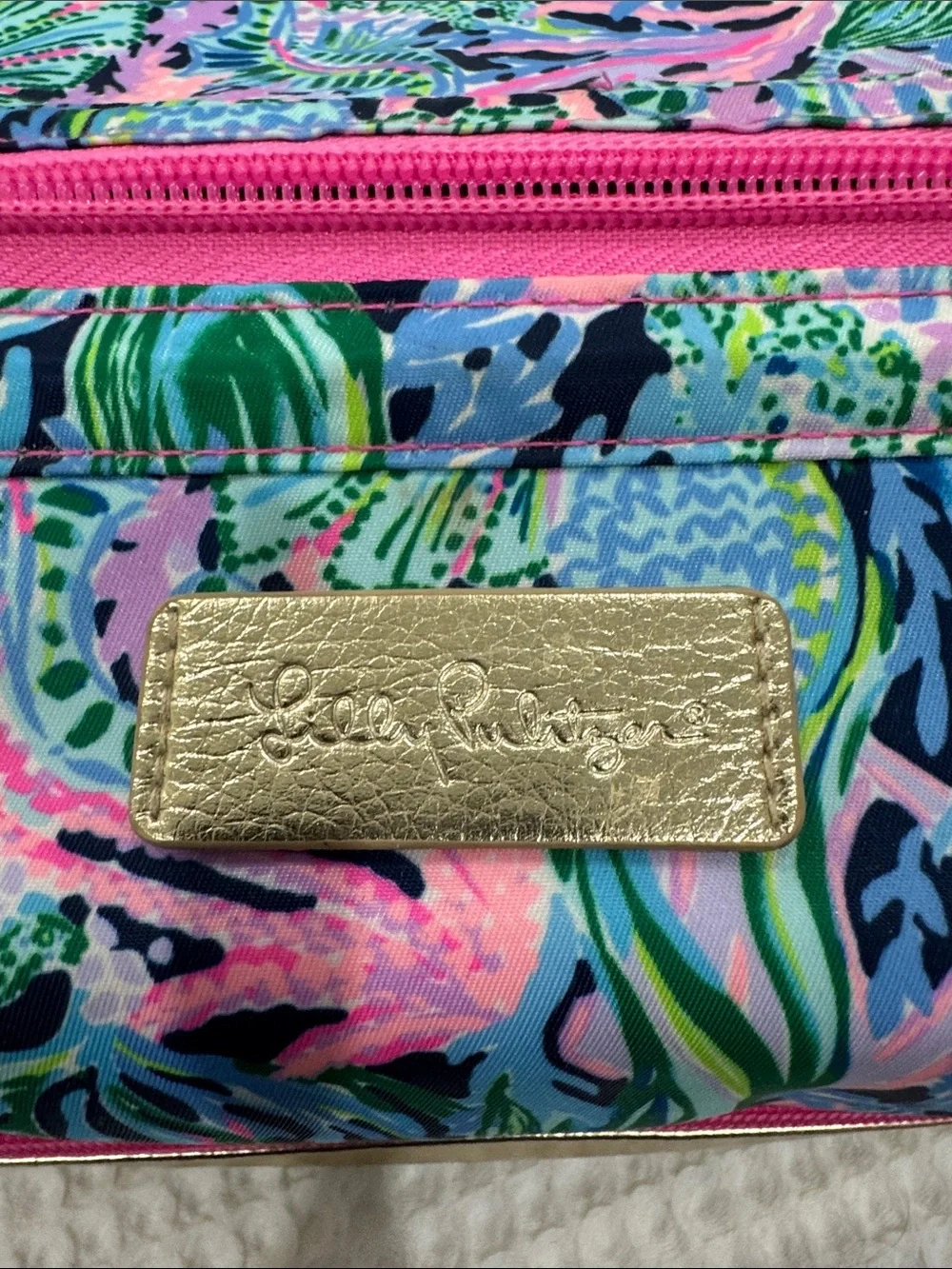 Lilly Pulitzer Floral Pink & Blue Cosmetic Case